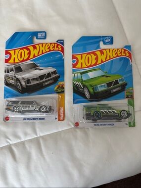 Hot Wheels Volvo 240 Drift Wagon Kids Toy Car - Silver and Green